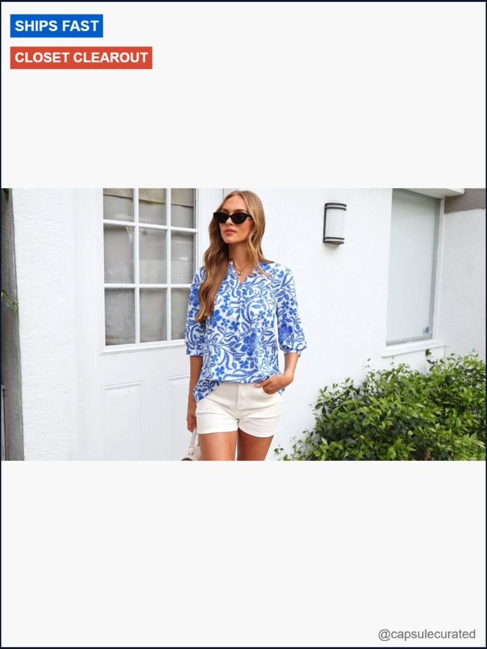 Floral Boho Blouse Half Sleeve V Neck Dressy Casual Top - Picture 7 of 7